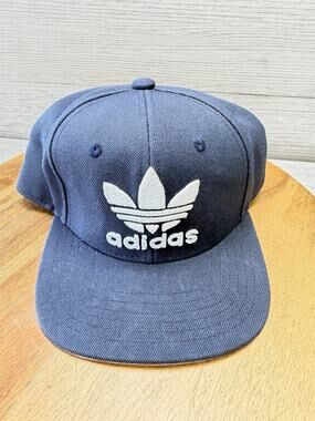 Adidas Hat Cap Snap Back Mens One Size Blue Embroidered